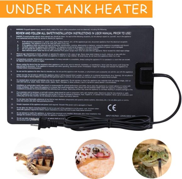 Aiicioo Reptile Heating Pad - Hermit Crab Heater Heat Mat for Reptiles Snake Lizard Terrarium 8 Watt 2Pack