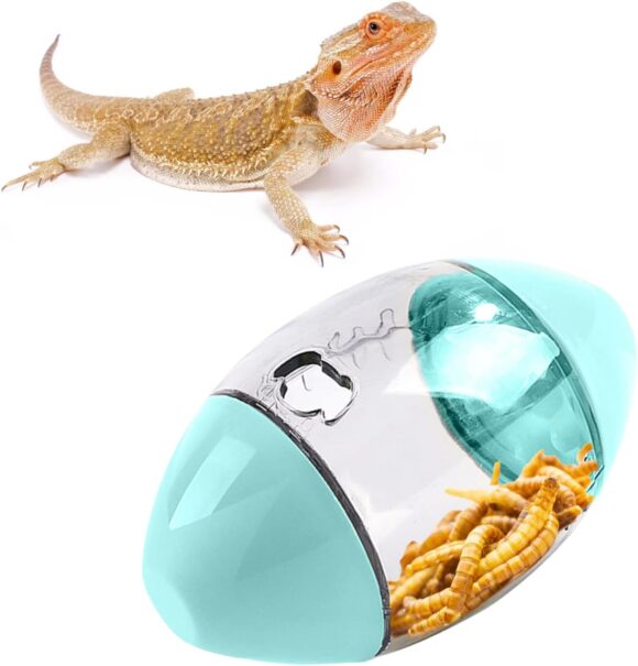 ALI2 Lizard Feeder Toys Bearded Dragon Enrichment Toys Reptile Interactive Rugby Shape Toys for Bearded Dragon, Lizard, Gecko and Small Animals