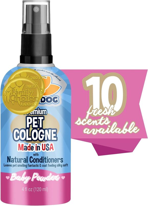 Bodhi Dog Natural Pet Cologne | Premium Scented Perfume Body Spray for Dogs and Cats | Clean and Fresh Scent | Natural Conditioning Qualities | Made in USA (Baby Powder, 4 Fl Oz)