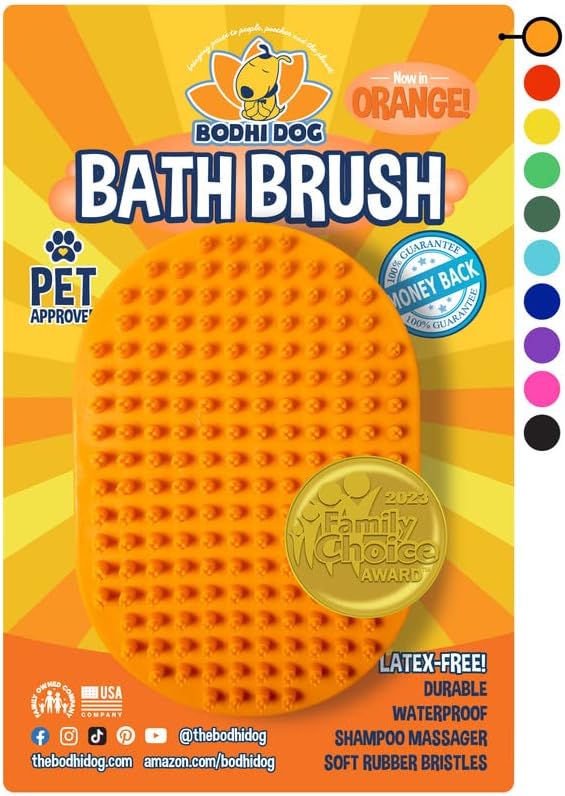 Bodhi Dog Shampoo Brush | Pet Shower  Bath Supplies for Cats  Dogs | Dog Bath Brush for Dog Grooming | Long  Short Hair Dog Scrubber for Bath | Professional Quality Dog Wash Brush