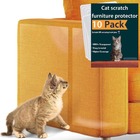 Couch Protector for Cats, 10 Pack, Cat Scratch Furniture Protector, Cat Furniture Protector, Furniture Protectors from Cats, Couch Cat Scratch Protector,Corner Protectors for Cats, Cat Couch Protector