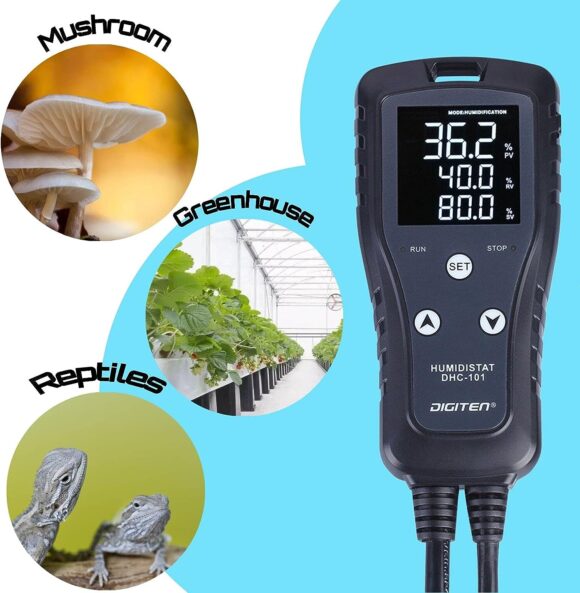 DIGITEN Humidity Controller DHC101 Digital Humidistat Pre Wired Outlet Reptile Humidity Controller for Grow Tent Mushroom Greenhouse Homebrew Fermentation Humidifier Dehumidifier