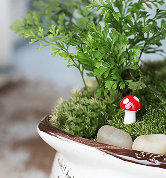 Exasinine 60 Pcs Micro Mushroom Miniature Figurines Mini Mushrrom Fairy Garden Miniature Moss Landscape DIY Terrarium Crafts Ornament Accessories for Home Décor