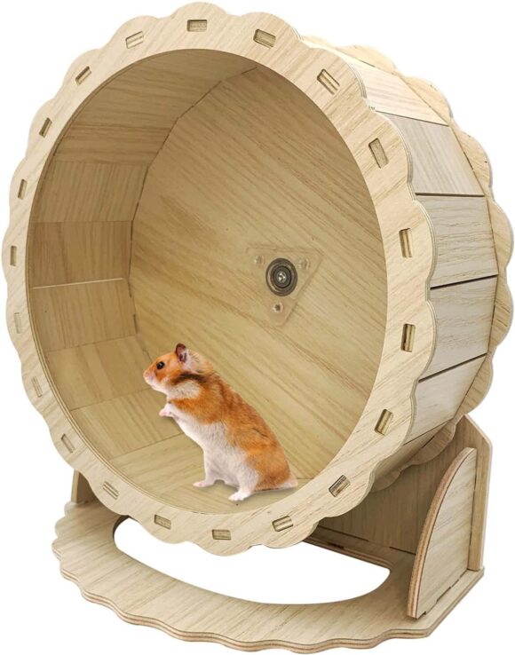 Hamiledyi Hamster Wheels Wooden Small Pets Exercise Wheel Silent Hamster Running Wheel Mouse Running Spinner Wheel for Gerbil Mice Guinea Pigs Dwarf Syrian Hamster (8.26in)