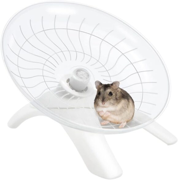 Hamster Wheel Hamster Flying Saucer Silent Exercise Wheel Running Wheel for Dwarf Hamsters Gerbil Mice Small Animals (White)