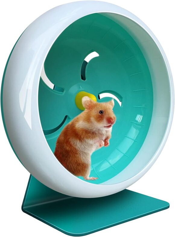 Hamster Wheel,Silent Hamster Wheel,Silent Wheel,Quiet Hamster Wheel,Super-Silent Hamster Exercise Wheel,Adjustable Stand Silent Hamster Wheel for Hamsters,Gerbils,Mice,Small Pet 7in (Blue A)