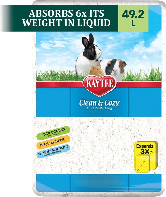 Kaytee Clean  Cozy White Bedding Pet For Guinea Pigs, Rabbits, Hamsters, Gerbils, and Chinchillas, 49.2 Liters