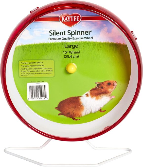 Kaytee Silent Spinner Wheel For Pet Syrian or Large Breed Hamsters, Sugar Gliders and Gerbils, Large 10 Inch