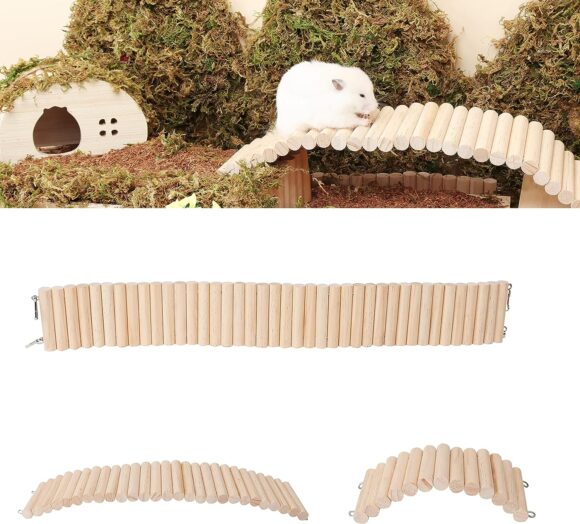 LUVCOSY 3 Packs Wooden Bridge (24 + 16 + 8), Climbing Ladder  Fence Bundle for Habitat Decoration, Toys  Cage Accessories for Hamster, Chinchilla, Gerbil, Mice, Mouse, Reptile  Small Animals
