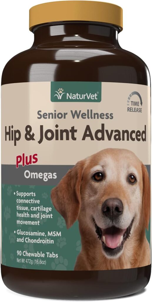 NaturVet – Senior Wellness Hip  Joint Advanced Plus Omegas | Help Support Your Pet’s Healthy Hip  Joint Function | Supports Joints, Cartilage  Connective Tissues | 90 Time Release Tablets