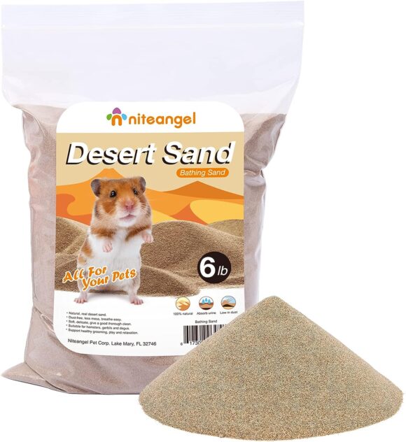 Niteangel Hamster Desert Bath Sand | No-Dust Bath or Potty Litter Sand for Hamster Chinchillas Gerbil Mice Degu or Other Small Pets