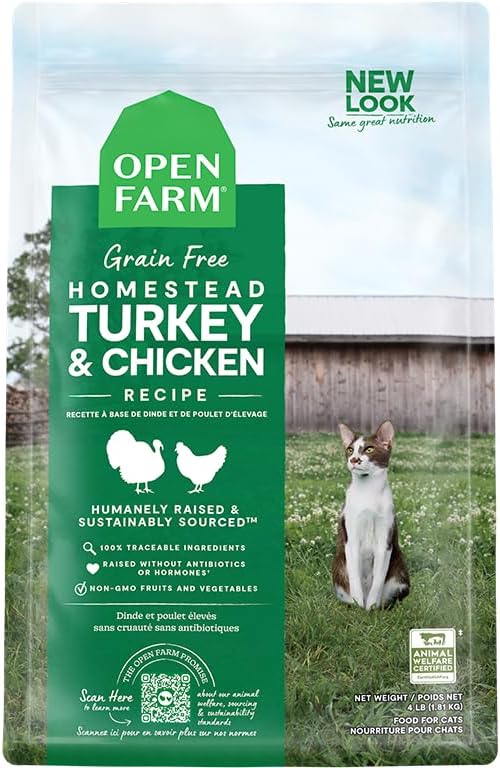 Open Farm Homestead Turkey  Chicken Grain-Free Dry Cat Food, Wild-Caught Fish Recipe with Non-GMO Superfoods and No Artificial Flavors or Preservatives, 2 lbs