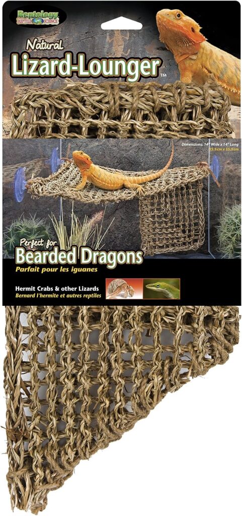 PENN-PLAX Reptology Lizard Lounger Corner Triangle with Ladder– 100% Natural Seagrass Fiber – Great for Bearded Dragons, Anoles, Geckos, and Other Reptiles – Large