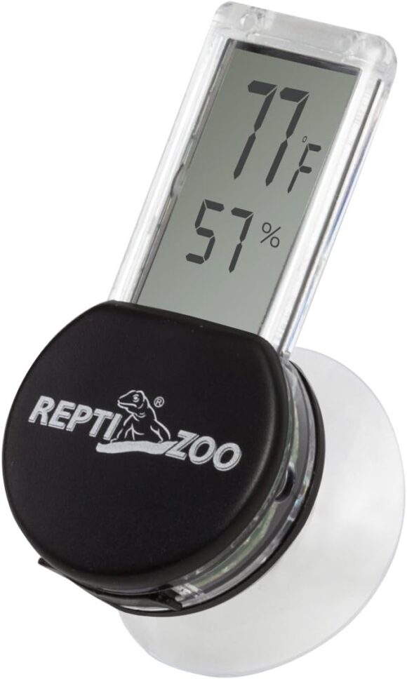 REPTI ZOO Reptile Terrarium Thermometer Hygrometer Digital Display Pet Rearing Box Reptiles Tank Thermometer Hygrometer with Suction Cup