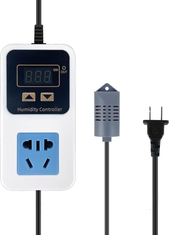 Reptile Humidity Controller, Keeps Reptile Foggers Running Only Within The Preset Humidity Range, Suitable for a Variety of Reptile Humidifiers/Foggers Controlled by The Dial Knob, Easy to Use