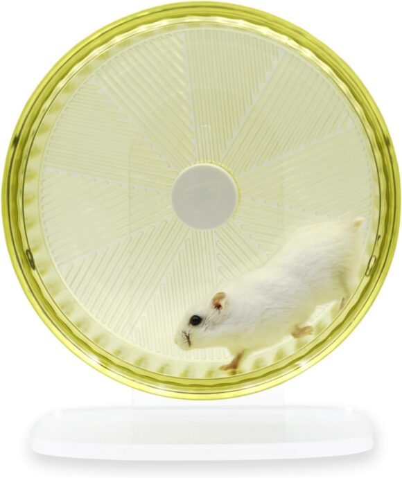 SanmooAio Super Silent Hamster Wheel for Syrian Hamster,Quiet Spinner Hamster Wheel, Pet Running Wheel for Syrian Hamsters, Gerbils, Dwarf Mice and Other Small Animals,Green