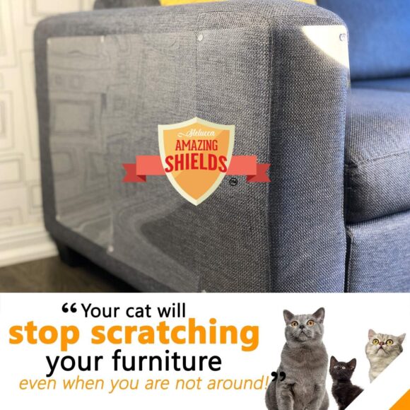 Stelucca Amazing Shields Furniture Protectors from Cats - Cat Repellent for Furniture - Cat Scratch Deterrent - Cat Couch Protector - Scratch pad - Cat Couch - Cat Scratcher - Cat Training Tape