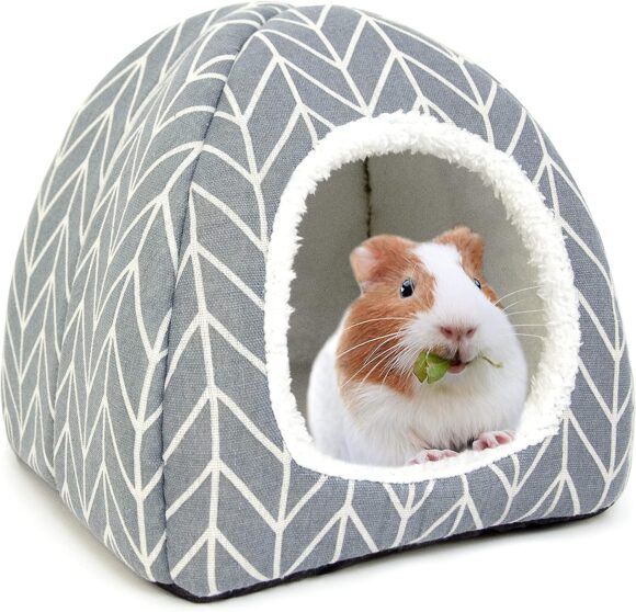 Tierecare Guinea Pig Hideout Hamster Bed Rabbit House Cave Accessories Cozy Hide-Out for Bunny Hedgehog Ferret ChinchillaOther Small Animals (Grey)