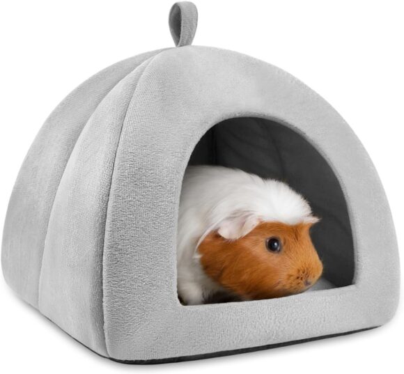 Tierecare Guinea Pig Hideout Washable Small Animal Bed Cozy House Hideaway Hide Hut for Dwarf Rabbit Chinchilla Hedgehog Ferret Cage Accessories