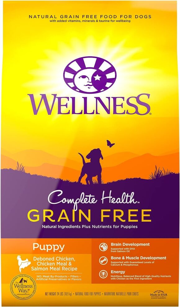 Wellness Complete Health Natural Grain Free Dry Puppy Food, Chicken  Salmon, 24-Pound Bag