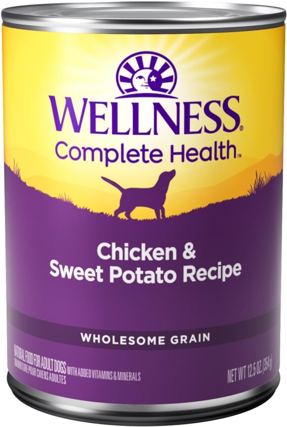 Wellness Complete Health Natural Wet Canned Dog Food, Chicken  Sweet Potato, 12.5-Ounce Can (Pack of 12)