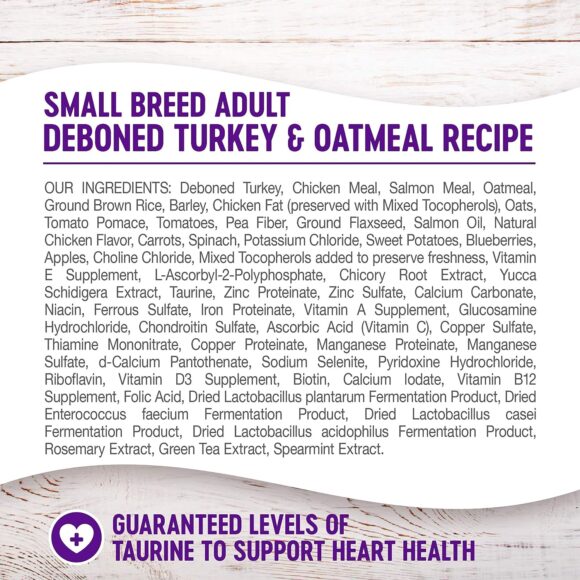 Wellness Complete Health Small Breed Dry Dog Food with Grains, Natural Ingredients, Made in USA with Real Turkey, For Dogs Up to 25 lbs, (Adult, Turkey  Oatmeal, 4-Pound Bag)