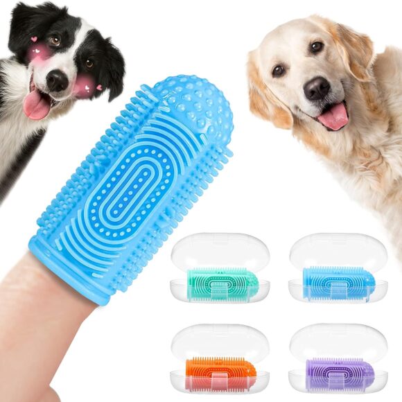 YUEYUEJIA Dog Toothbrush Finger Toothbrush Dog Tooth Brushing Kit 4Pack Dog Finger Toothbrush for Dog Teeth CleaningDog Dental Care Dog Tooth Brush Dog Toothbrush Kit Pet Toothbrush