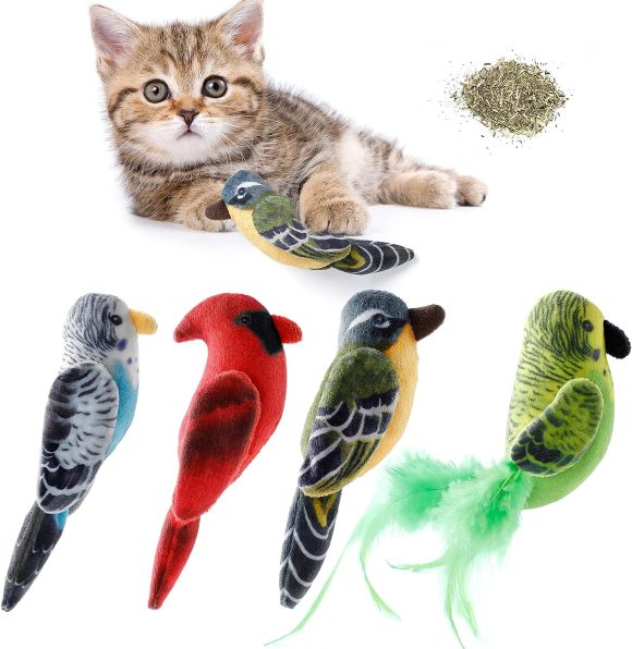 Dorakitten Catnip Toys for Indoor Cats - 5PCS Plush Cat Chew Toys Teething Interactive Catnip Filled Kitten Toy Soft Pet Toy (Animal Shapes)