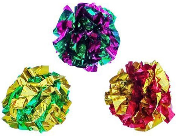 PETFAVORITES Original Mylar Crinkle Balls Cat Toys - 12 Pack