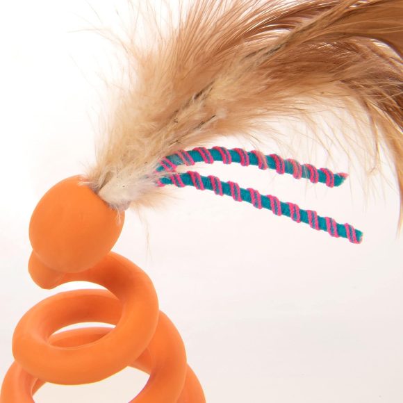 Petlinks Tippy Teaser Self Righting Rocking Feather Cat Toy - Blue/Orange, One Size