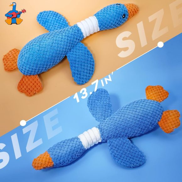 Vitscan Upgraded Goose Indestructible Dog Toys for Aggressive Chewers Small Medium Large Breed, Crinkle Squeaky Dog Toys Plush Dog Toy Puppy Chew Toys for Teething, Duck Puppy Toys