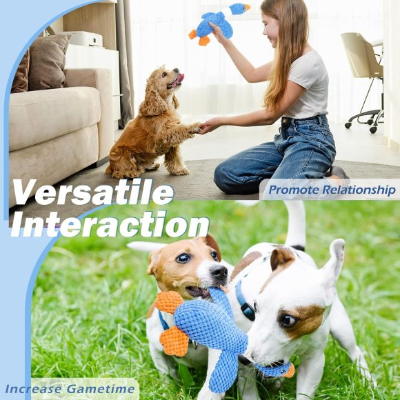 Vitscan Upgraded Goose Indestructible Dog Toys for Aggressive Chewers Small Medium Large Breed, Crinkle Squeaky Dog Toys Plush Dog Toy Puppy Chew Toys for Teething, Duck Puppy Toys