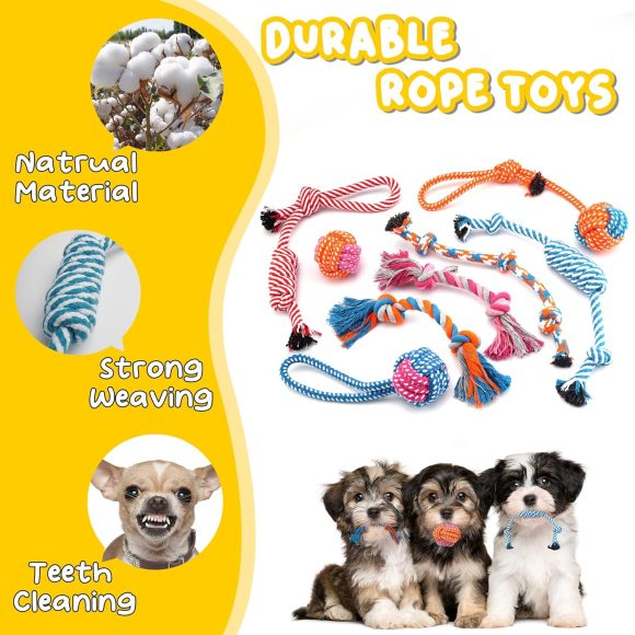 Zeaxuie 23 Pack Luxury Dog Chew Toys for Puppy, Cute Small Dog Toys with Ropes Puppy Chew Toys, Treat Ball and Squeaky Puppy Toys for Teething Small Dogs